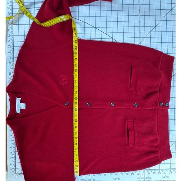Geoffrey Beene Vintage Red V Neck Button Down Varsity Cardigan Women XL - Picture 6 of 7
